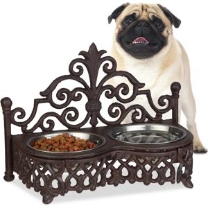 Relaxdays - Vintage Dog Bowls Set - 3 Support and Stainless Steel Bowls Relaxdays - Vintage Dog Bowls Set - 3 Support and Stainless Steel Bowls
