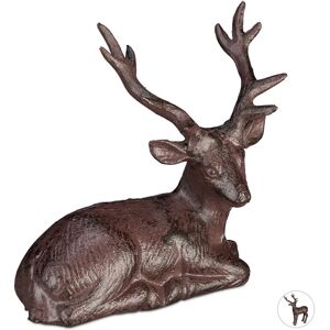 Relaxdays - 2 Deer Figurines - Rustic Garden Decor - Cast Iron - Brown Relaxdays - 2 Deer Figurines - Rustic Garden Decor - Cast Iron - Brown