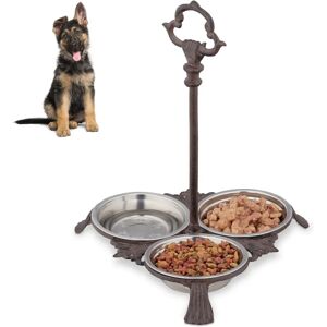 Relaxdays - 3 Pet Bowls with Stand, 9 Stainless Steel Bowls - Dark Brown Relaxdays - 3 Pet Bowls with Stand, 9 Stainless Steel Bowls - Dark Brown