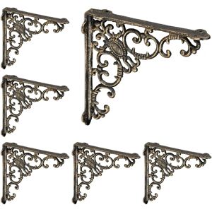 Relaxdays Vintage Bronze Wall Shelf Brackets Set of 6 Relaxdays Vintage Bronze Wall Shelf Brackets Set of 6
