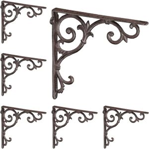 Relaxdays - 6x Shelving Brackets, Baroque Design, Vintage Style, Brown - Shelf Brackets Relaxdays - 6x Shelving Brackets, Baroque Design, Vintage Style, Brown - Shelf Brackets