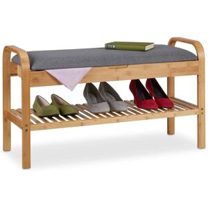 Relaxdays Bamboo Shoe Bench with Storage - 50x90x33cm Relaxdays Bamboo Shoe Bench with Storage - 50x90x33cm