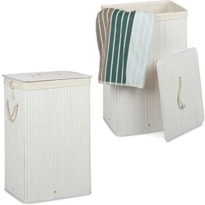 Relaxdays Bamboo Laundry Basket - Foldable, Lid, 83L Relaxdays Bamboo Laundry Basket - Foldable, Lid, 83L