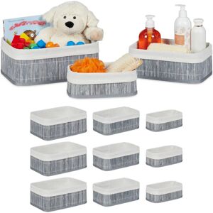 Relaxdays Storage Basket Set - Rectangular, Bamboo, Textile Lining Relaxdays Storage Basket Set - Rectangular, Bamboo, Textile Lining