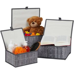 Relaxdays Bamboo Storage Basket Set - 6 Pieces, Lid, Textile Cover - Storage Baskets Relaxdays Bamboo Storage Basket Set - 6 Pieces, Lid, Textile Cover - Storage Baskets