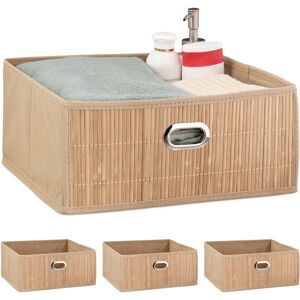 Relaxdays Bamboo Storage Baskets - 14 x 31 x 31 cm, Foldable, Set of 4 Relaxdays Bamboo Storage Baskets - 14 x 31 x 31 cm, Foldable, Set of 4