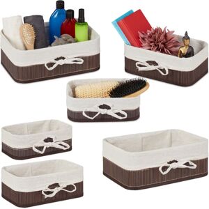 Relaxdays Bamboo Storage Baskets Set of 6 - 3 Sizes - Bathroom & Home Relaxdays Bamboo Storage Baskets Set of 6 - 3 Sizes - Bathroom & Home