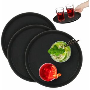 Relaxdays Compact Round Tray Set - Serving, Black Relaxdays Compact Round Tray Set - Serving, Black