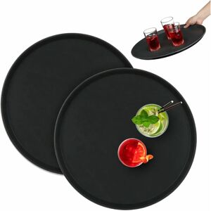 Relaxdays Black Round Tray Set - 2pcs, 45cm, Non-Slip, Restaurant Bar Relaxdays Black Round Tray Set - 2pcs, 45cm, Non-Slip, Restaurant Bar