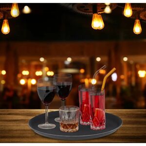 Relaxdays Tray Set - Black, 3 Round Non-Slip Serving Trays Relaxdays Tray Set - Black, 3 Round Non-Slip Serving Trays