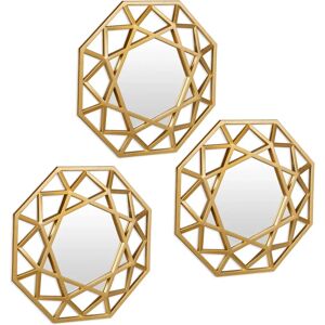 Relaxdays Wall Mirror Set - Diamond Design - 25x25cm - Gold Relaxdays Wall Mirror Set - Diamond Design - 25x25cm - Gold