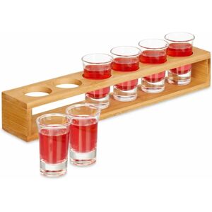 Relaxdays Schnapsglas-Set - Bambus-Tablett, 6 Gläser, 4cl Relaxdays Schnapsglas-Set - Bambus-Tablett, 6 Gläser, 4cl
