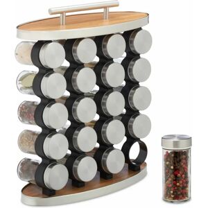 Relaxdays Especiero - 20 Botes, Plateado/Marrón - Organizador de Cocina Relaxdays Especiero - 20 Botes, Plateado/Marrón - Organizador de Cocina