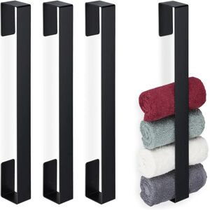 Relaxdays Set 4 Adhesive Wall-Mounted Towel Bars - Stainless Steel Relaxdays Set 4 Adhesive Wall-Mounted Towel Bars - Stainless Steel