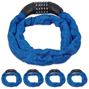 Relaxdays Bike Lock System - 5 Cable Locks, 120cm, Steel, Blue Relaxdays Bike Lock System - 5 Cable Locks, 120cm, Steel, Blue