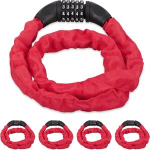 Relaxdays Bike Lock - 120cm Steel Cable, 5-Digit Combination, Red - Bike Lock Relaxdays Bike Lock - 120cm Steel Cable, 5-Digit Combination, Red - Bike Lock