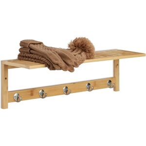 Relaxdays Wall Hook Shelf Bamboo Natural - Wall Mounted Storage Relaxdays Wall Hook Shelf Bamboo Natural - Wall Mounted Storage
