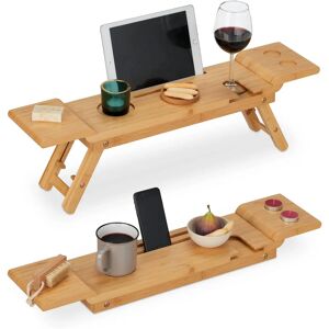 Relaxdays Bamboo Bath Tray - Adjustable, Multi-use with Wine & Tablet Support Relaxdays Bamboo Bath Tray - Adjustable, Multi-use with Wine & Tablet Support