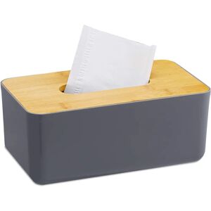 Relaxdays 2-Pack Tissue Box Bamboo Lid Gray Natural - Tissue Box Relaxdays 2-Pack Tissue Box Bamboo Lid Gray Natural - Tissue Box