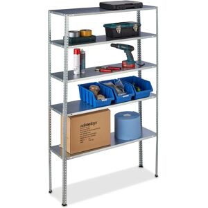 Relaxdays Steel Shelving Units - 185x100x30cm, 5 Shelves, 250kg Cap. Relaxdays Steel Shelving Units - 185x100x30cm, 5 Shelves, 250kg Cap.