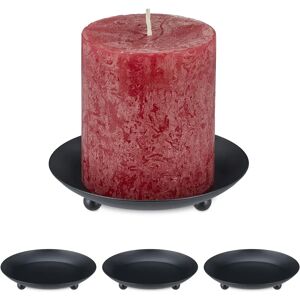 Relaxdays Candle Plate Set - Black Metal, 4 pcs, Ø 10cm - Candle Holders Relaxdays Candle Plate Set - Black Metal, 4 pcs, Ø 10cm - Candle Holders