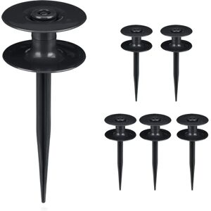 Relaxdays Tuinslanggeleiders - Set van 6, Zwart, 24x9cm Relaxdays Tuinslanggeleiders - Set van 6, Zwart, 24x9cm