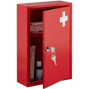 Relaxdays Armario de Medicina con Cerradura - 2 Compartimentos, Rojo y Blanco Relaxdays Armario de Medicina con Cerradura - 2 Compartimentos, Rojo y Blanco