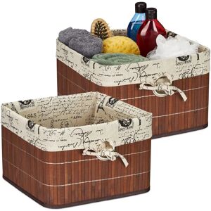Relaxdays Bamboo Storage Baskets - 20x31x31cm - Brown & Cream - Storage Baskets Relaxdays Bamboo Storage Baskets - 20x31x31cm - Brown & Cream - Storage Baskets