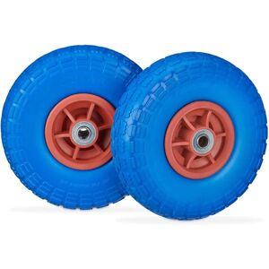Relaxdays 8 Wheels for Cart Puncture-Resistant Rubber Tires - Wheels, Blue & Red Relaxdays 8 Wheels for Cart Puncture-Resistant Rubber Tires - Wheels, Blue & Red