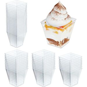 Relaxdays Plastic Dessert Cups Set 50 - Square, 240ml Relaxdays Plastic Dessert Cups Set 50 - Square, 240ml