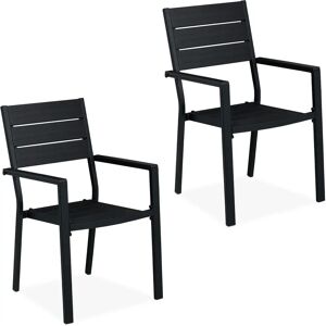 Relaxdays Garden Chairs Set - Modern Black Wood-Effect Design Relaxdays Garden Chairs Set - Modern Black Wood-Effect Design