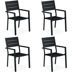 Relaxdays Garden Chairs Set - Black Plastic Steel - 4 Chairs Relaxdays Garden Chairs Set - Black Plastic Steel - 4 Chairs