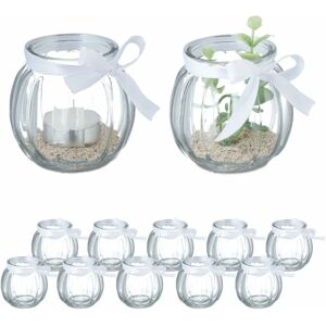 Relaxdays Zestaw 12 szklanych lampionów - Dekoracja przezroczysta Relaxdays Zestaw 12 szklanych lampionów - Dekoracja przezroczysta