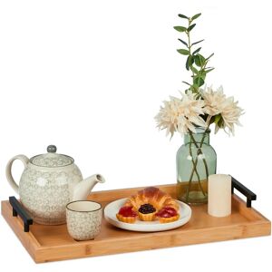 Relaxdays Bamboo Serving Tray - Rectangular Light Handle Food Drink Relaxdays Bamboo Serving Tray - Rectangular Light Handle Food Drink