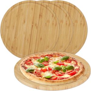 Relaxdays - Set of 4 Bamboo Pizza Boards - 32cm - Natural Relaxdays - Set of 4 Bamboo Pizza Boards - 32cm - Natural