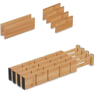 Relaxdays Bamboo Drawer Dividers - 34-44cm Adjustable Set Relaxdays Bamboo Drawer Dividers - 34-44cm Adjustable Set