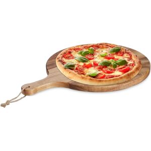 Relaxdays Acacia Wood Pizza Serving Board - Large Round for Cheese & Appetizers Relaxdays Acacia Wood Pizza Serving Board - Large Round for Cheese & Appetizers
