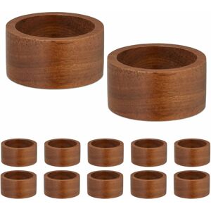 Relaxdays Acacia Wood Napkin Ring Set - Elegant Table Accessory Relaxdays Acacia Wood Napkin Ring Set - Elegant Table Accessory