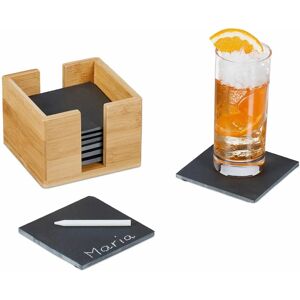 Relaxdays Leisteen Onderzetters - Set van 8, Rustiek Ontwerp Relaxdays Leisteen Onderzetters - Set van 8, Rustiek Ontwerp