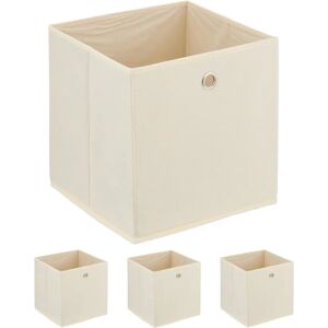 Relaxdays Storage Box Set - Square Foldable Fabric Baskets - Beige Relaxdays Storage Box Set - Square Foldable Fabric Baskets - Beige