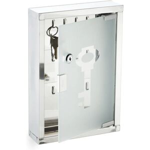 Relaxdays Stainless Steel Wall Key Cabinet - Lockable 18 Hooks Relaxdays Stainless Steel Wall Key Cabinet - Lockable 18 Hooks