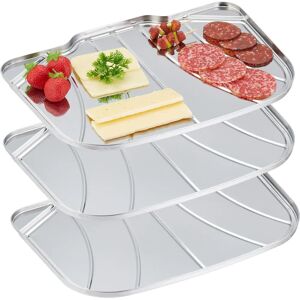 Relaxdays Stainless Steel Serving Trays Set of 3 - Serving Platter for Appetizers & Cheeses Relaxdays Stainless Steel Serving Trays Set of 3 - Serving Platter for Appetizers & Cheeses