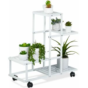 Relaxdays Estantería para Plantas - Estantería Metálica Blanca 4 Niveles Relaxdays Estantería para Plantas - Estantería Metálica Blanca 4 Niveles