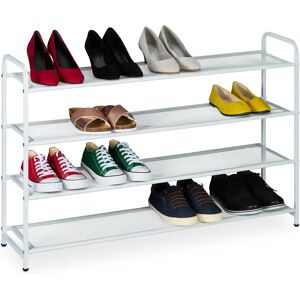 Relaxdays Shoe Rack - 16 Pairs, 4 Shelves, White Relaxdays Shoe Rack - 16 Pairs, 4 Shelves, White