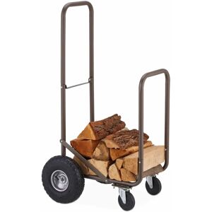 Relaxdays Carro de leña - Acero, 60kg, Marrón Relaxdays Carro de leña - Acero, 60kg, Marrón