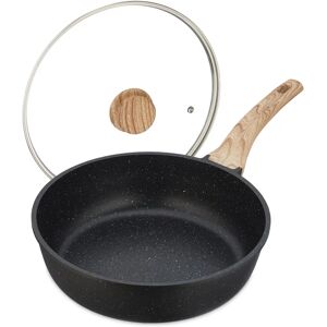 Relaxdays Non-stick Frying Pan with Glass Lid - 28 cm, Aluminum, Induction Relaxdays Non-stick Frying Pan with Glass Lid - 28 cm, Aluminum, Induction