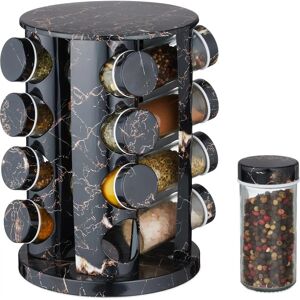 Relaxdays Spice Rack with 16 Jars - Rotatable, Marble Effect Relaxdays Spice Rack with 16 Jars - Rotatable, Marble Effect