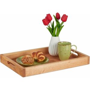 Relaxdays Nut Wood Tray - Durable, Natural Grain, Handles Relaxdays Nut Wood Tray - Durable, Natural Grain, Handles