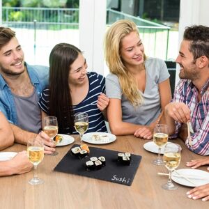 Relaxdays Anthracite Slate Serving Plates Set 4 - Dining Plate Relaxdays Anthracite Slate Serving Plates Set 4 - Dining Plate