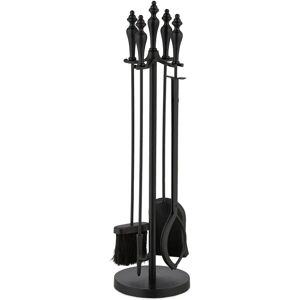 Relaxdays Fireplace Tools Set - Vintage Round Metal Black - 5 Tools Relaxdays Fireplace Tools Set - Vintage Round Metal Black - 5 Tools
